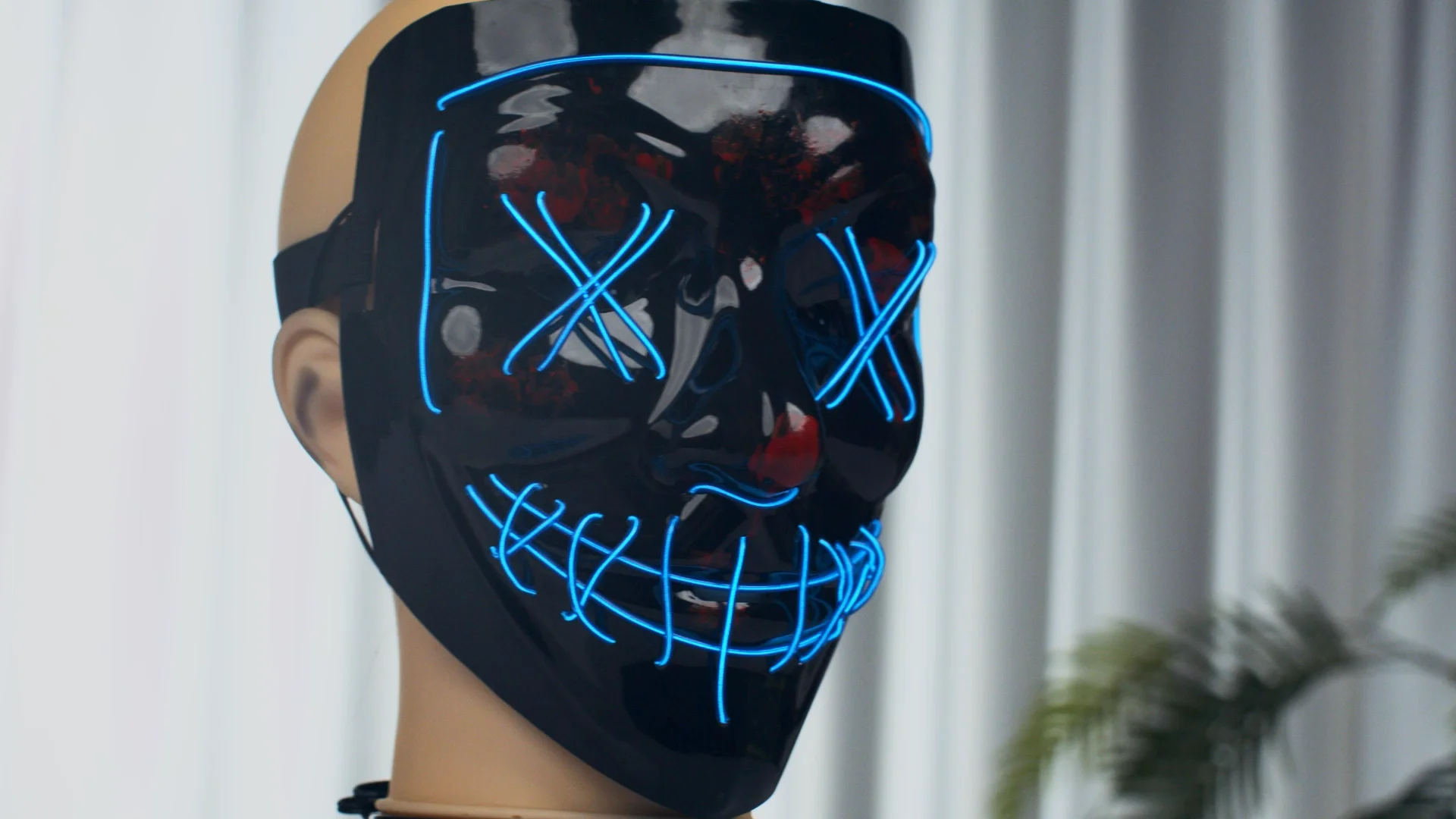 masque lumineux halloween festival costume scary sound control