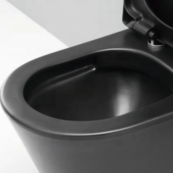 Matt Back Rimless Wall Hung Toilet With Uf Seat Cover Buy Matt Black Toiletrimless Toilet 1160