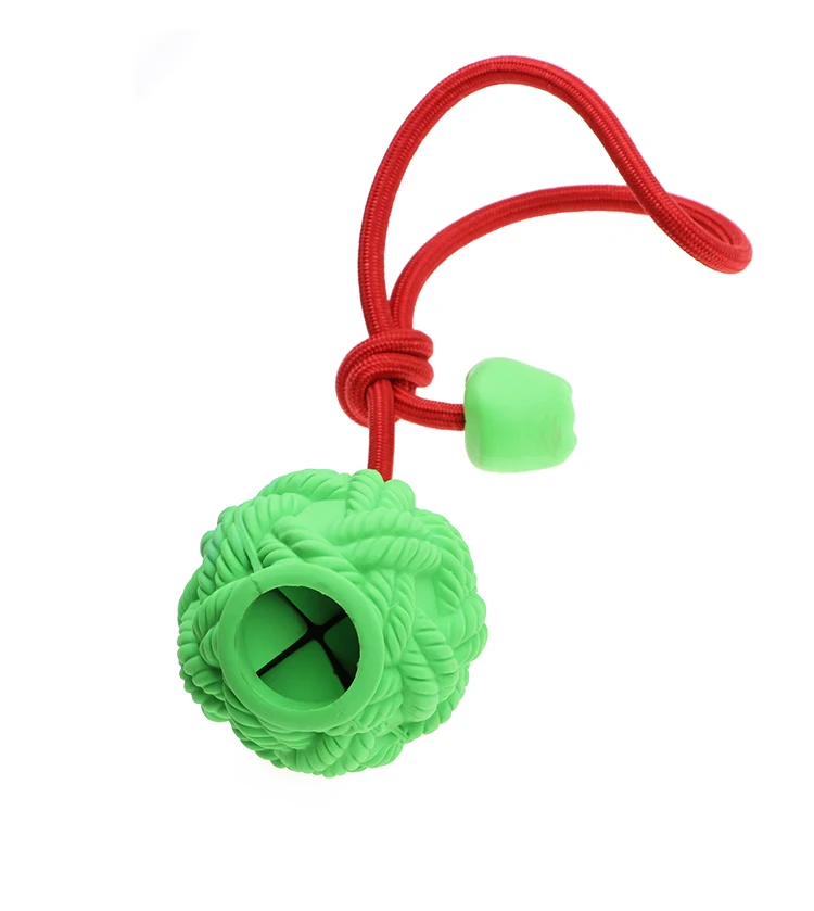 Anti Chew Dog Puzzle Leaking Food Rubber Ball With Rope Feeding Food Ball Rubber Leaking Food  Ball Interactive Dog Pet Toys