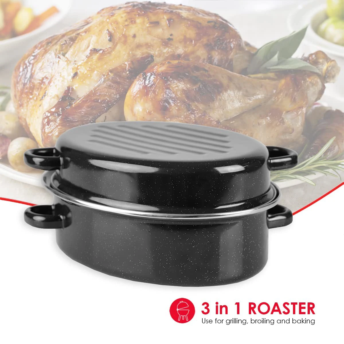 2in1 Large Size Large Capacity Nonstick Carbon Steel Roastingpan With Lid Buy Multi Function