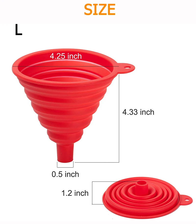 Kitchen Mini Folding Food Grade Silicon Rubber Foldable Funnels Set