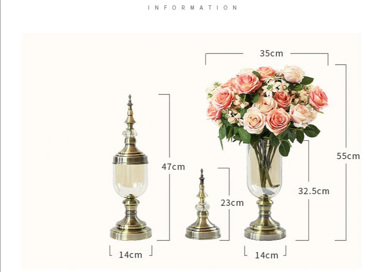 Europe Type Glass Vase Console Table Ornament Home Decor Luxury Vase