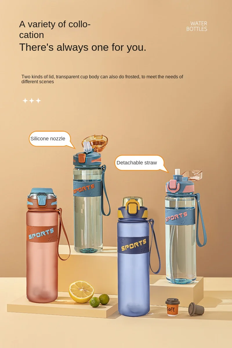 Unisex High-Temperature Resistant Tritan Sports Water Bottle Large Capacity Direct Drinking Gym Fitness Kettle Plastic Drinkware