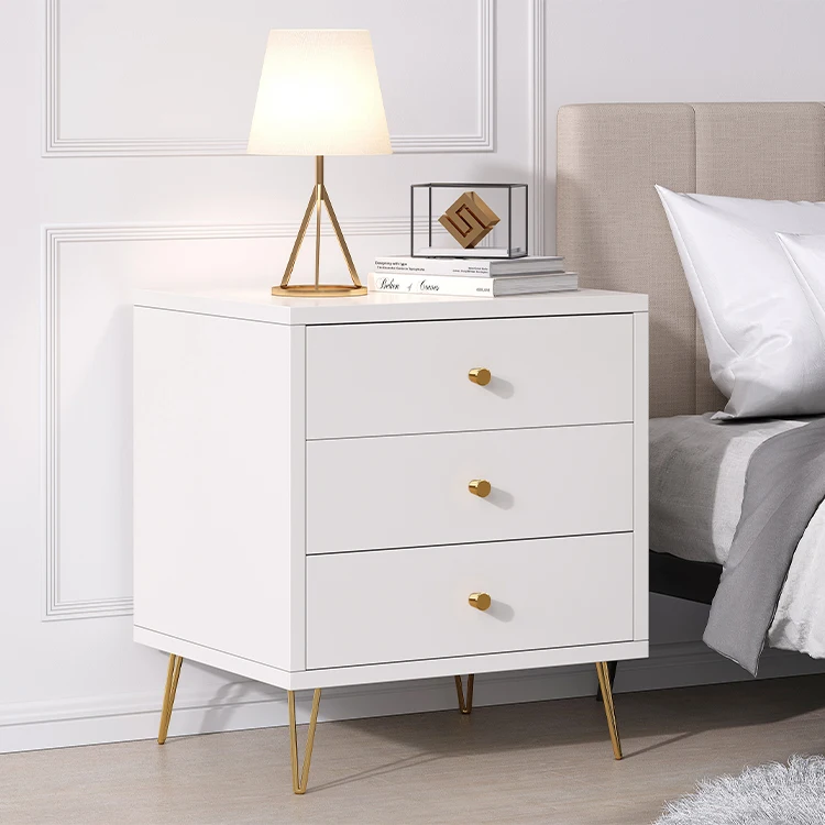 Luxury Modern Style Oem Metal Golden White Nightstands With Drawers ...