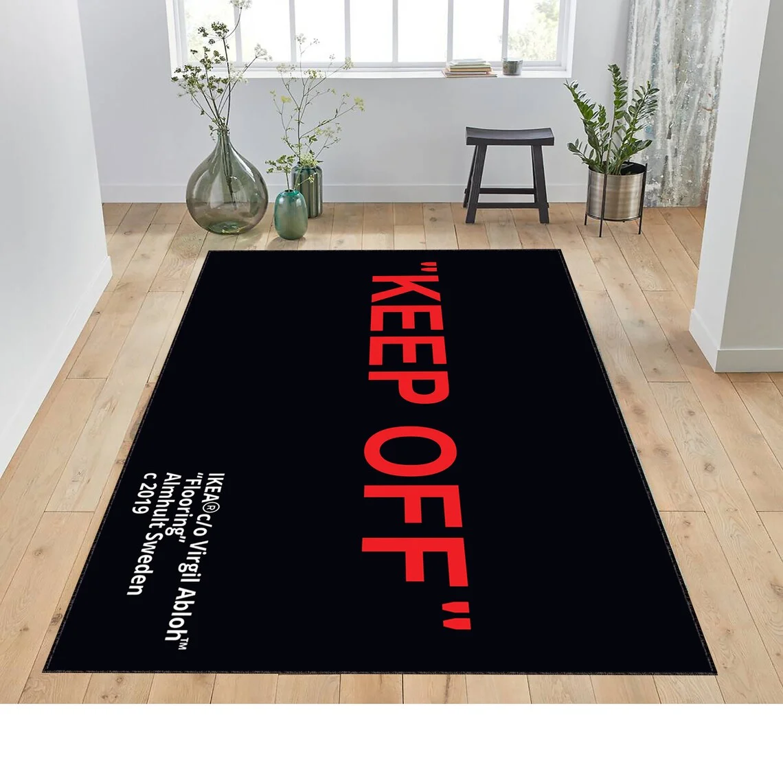 Virgil Abloh Sweden Design Rugs Black Keep Off Shoes Off Area Rugs Floor Carpet for Living Room