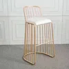 Rose golden Italian style metal wire loft bar chair cafe counter bar stool with back