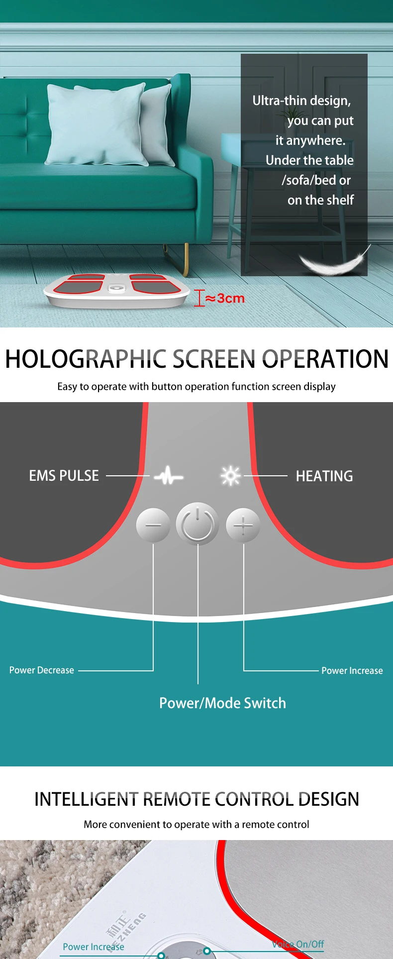 Hezheng Foot Massager: Portable, Electric Reflexology Device with Heat. Ideal Foot Pulse Massage Machine