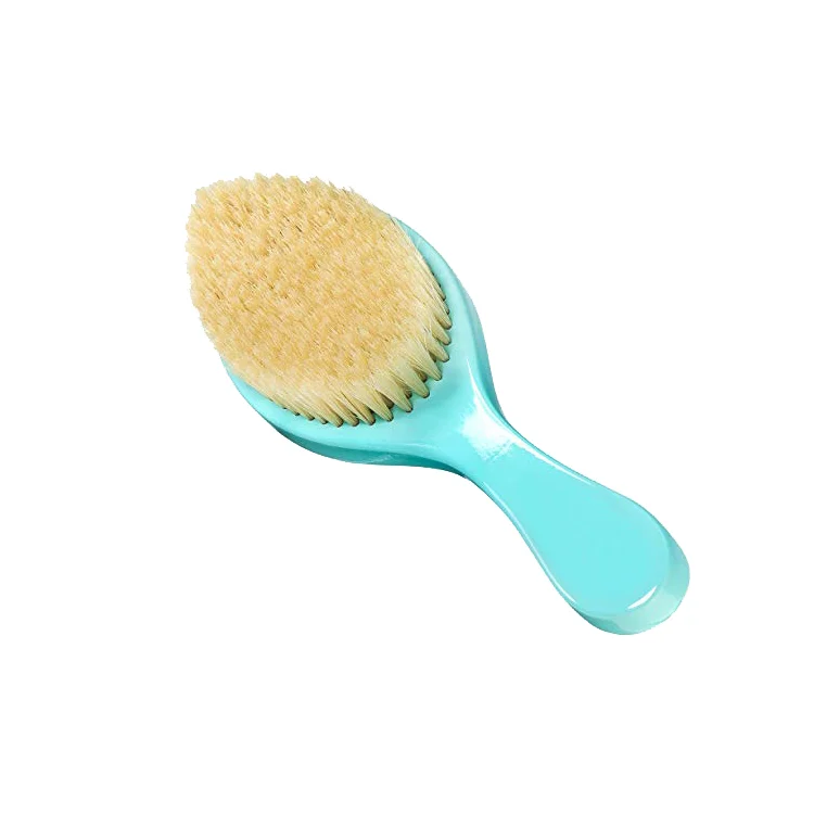 blue color long handle 360 curved beard wave soft hair brush