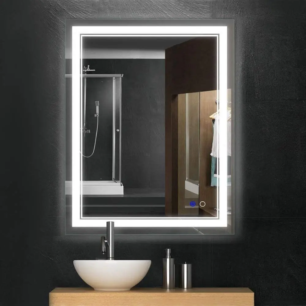 Wholesale Hotel Bathroom Mirror ,Vertical Or Horizontal Wall Mounted Bath Mirror with Led Light, Sensory Touch, Anti-fog