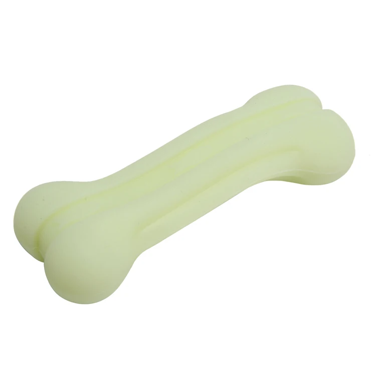Wholesale Silicone Rubber Dog Toys Luminous Bone Design Ecofriendly Dog Chew Toy Dog Bone Toy