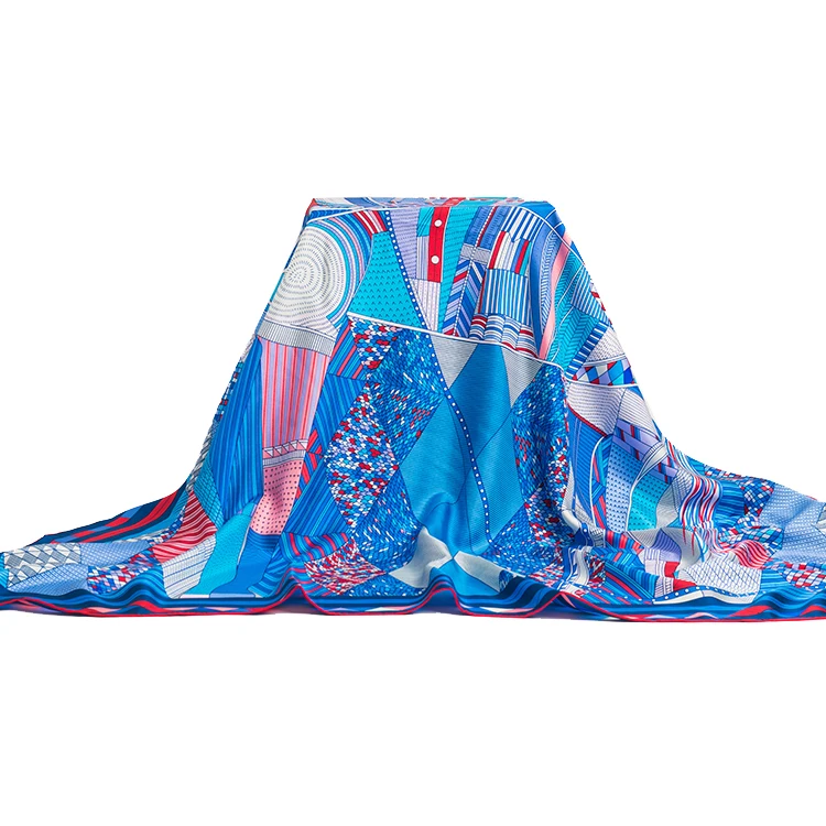 own design custom digital print 90x90 square silk scarf