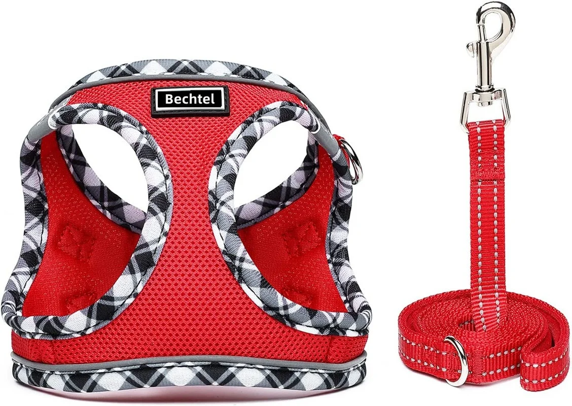 Luxury Anti-Escape Harness Vest Style Dog Cat Leash Reflective Feature Cute Animal Pattern Velvet Available Large XL Small Pets