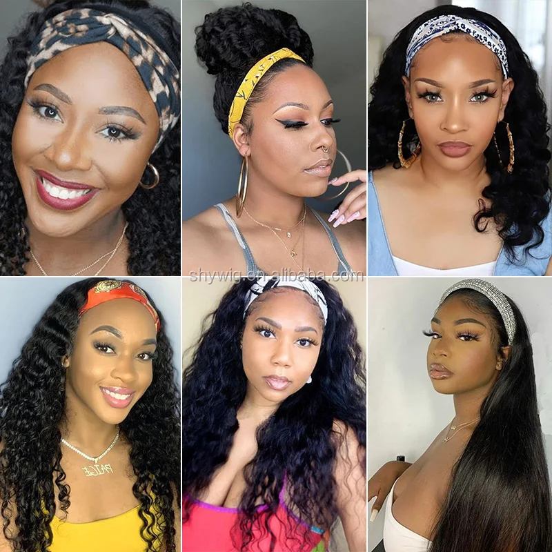 Easy To Wear Head Band Wigs Human Hair Wig With Band For Black Women