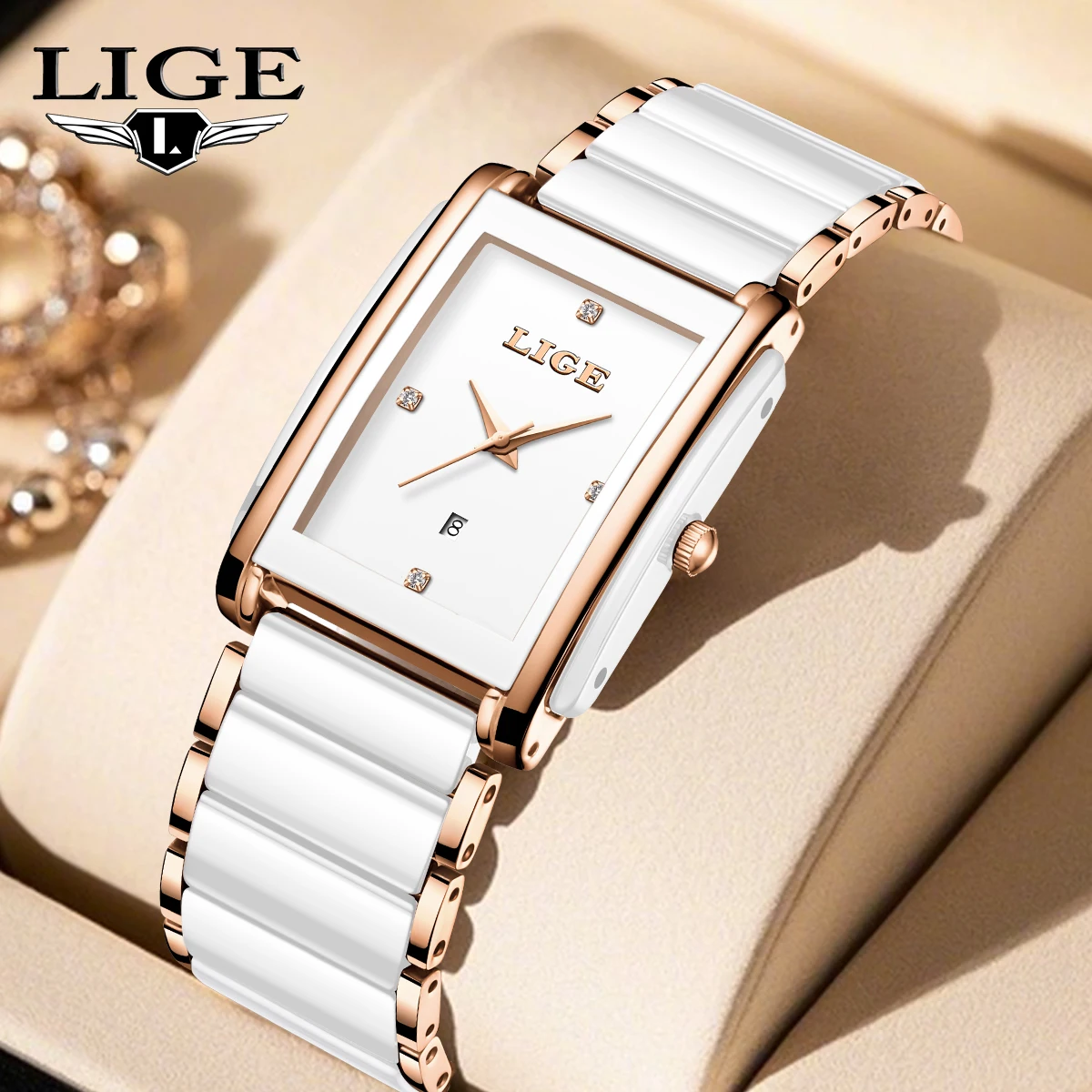 Square Women\'s Watch: Stainless Steel Strap Analog Quartz Luminous Elegant Luxury Elegant Square Ladies Watch, Waterproof Luminous  main image 4