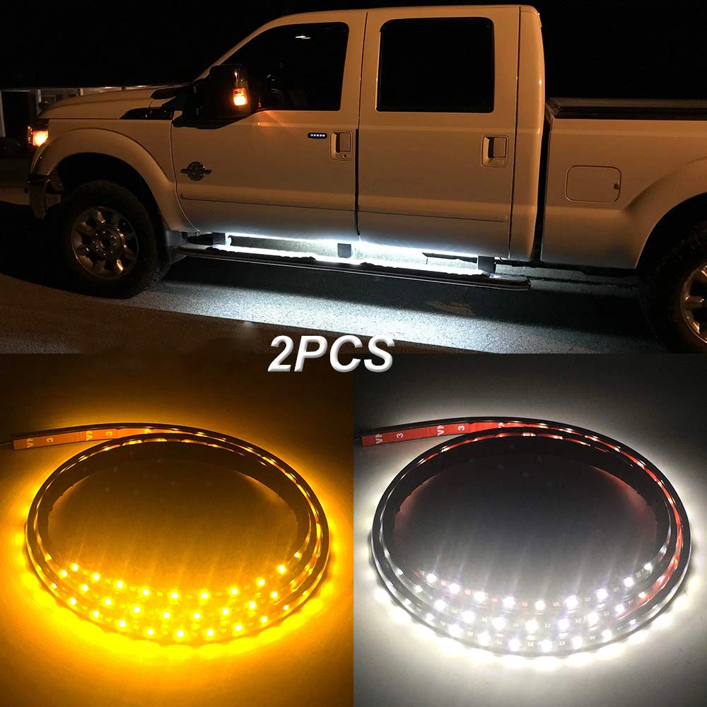 Flexible LED Running Board/Side Step Lighting Kit For Ford GMC Chevy Dodge Toyota Nissan Honda Truck SUV, White/Amber