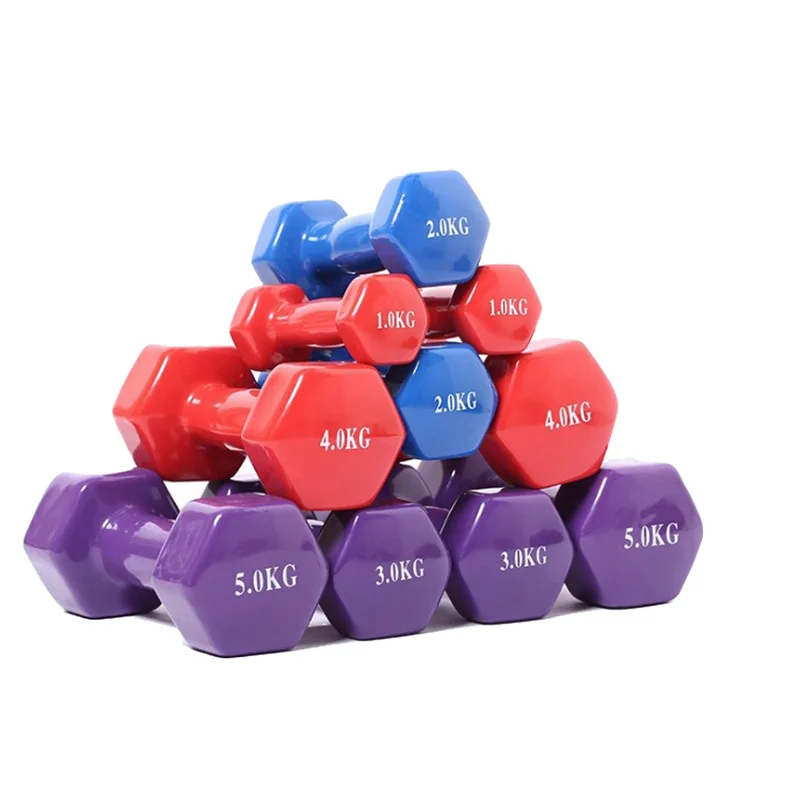 热卖彩色乙烯基涂层女人十六进制哑铃套装