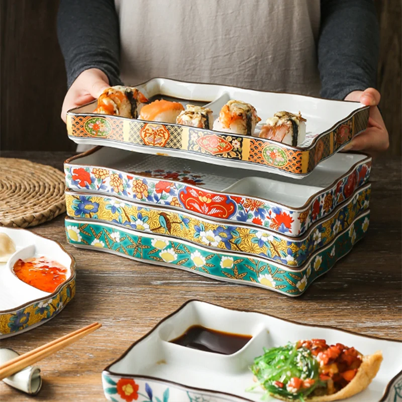 Hot Sale Ceramic Plate Rectangular Plate Sushi Tray  PorcelainTableware Dish details