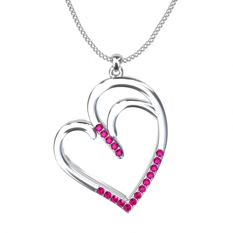 Wholesale 925 Sterling Silver Heart Shape Gemstone Opal Necklace Fashion