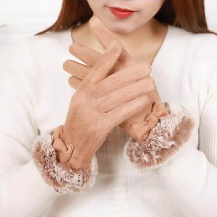 2020 Amazon Hot Sales Winter Woman Fashion Warm Touch Screen Outdoor Activity Cycling Running Sports Gloves With Soft Velvet