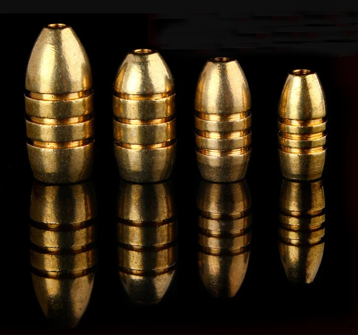 10 Pcs Bulk Bullet Weights Bullet Shape Copper Sinker Fishing Sinkers 