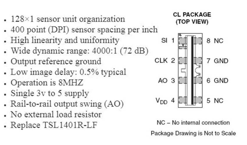 Tsl1401cl Linear Sensor 128x1 Linear Ccd Camera Sensor Ultra Wide Angle