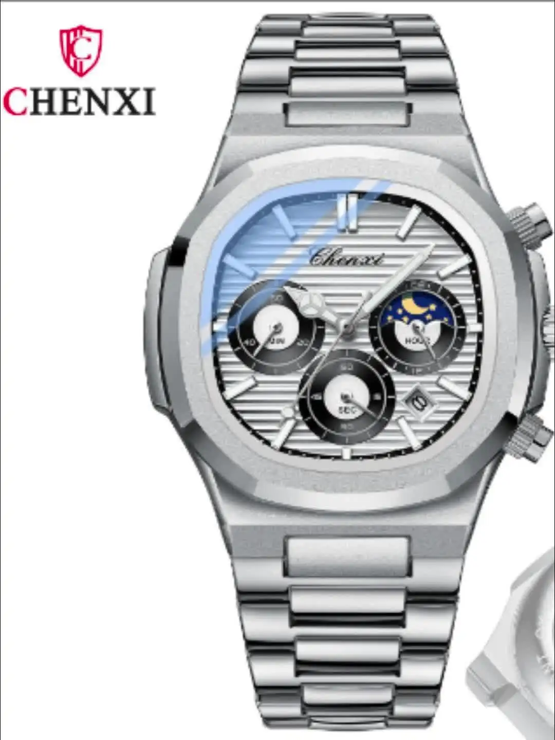 CHENXI 0092 Men's Luminous Moon Phase Quartz Watch with
