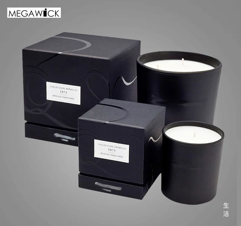 High Quality Matte Black Candle Holder With Black Square Gift Box For