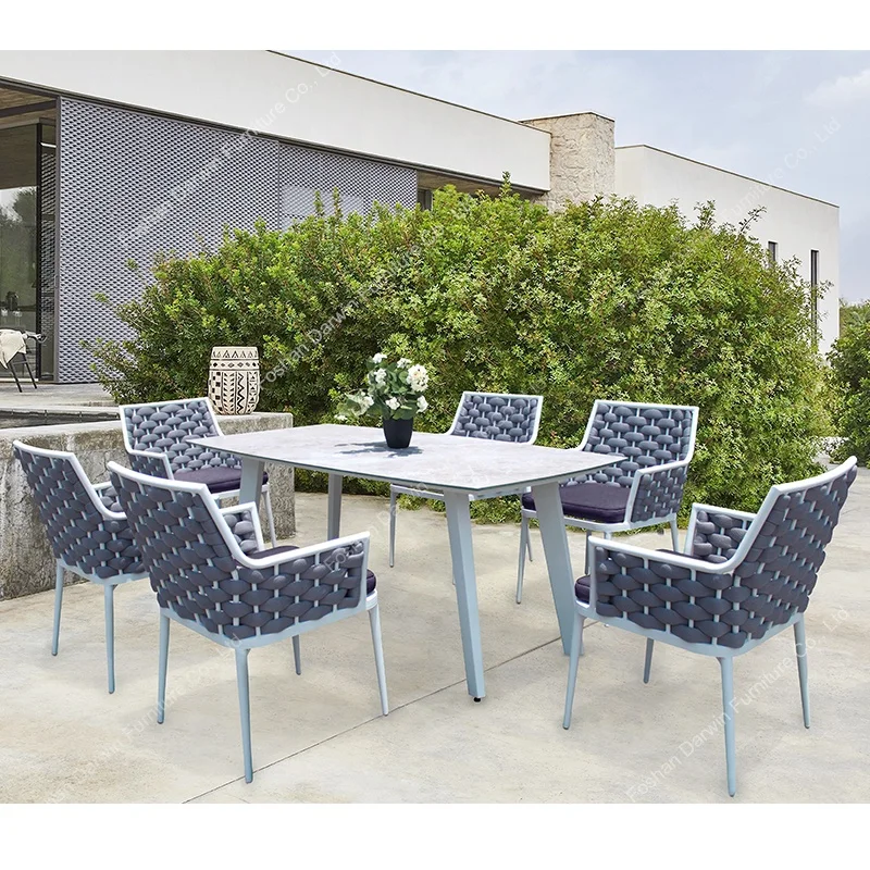 Luxury Outdoor Furniture Rope Rattan Wicker Garden Dining Table Rope Rattan Wicker Garden Dining Table