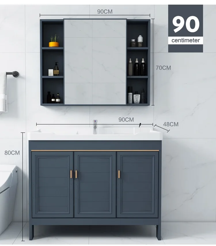 Bathroom Vanity Unit With Marble Top Ceramic Sink Wash Hand Basin Washing Gold Luxury