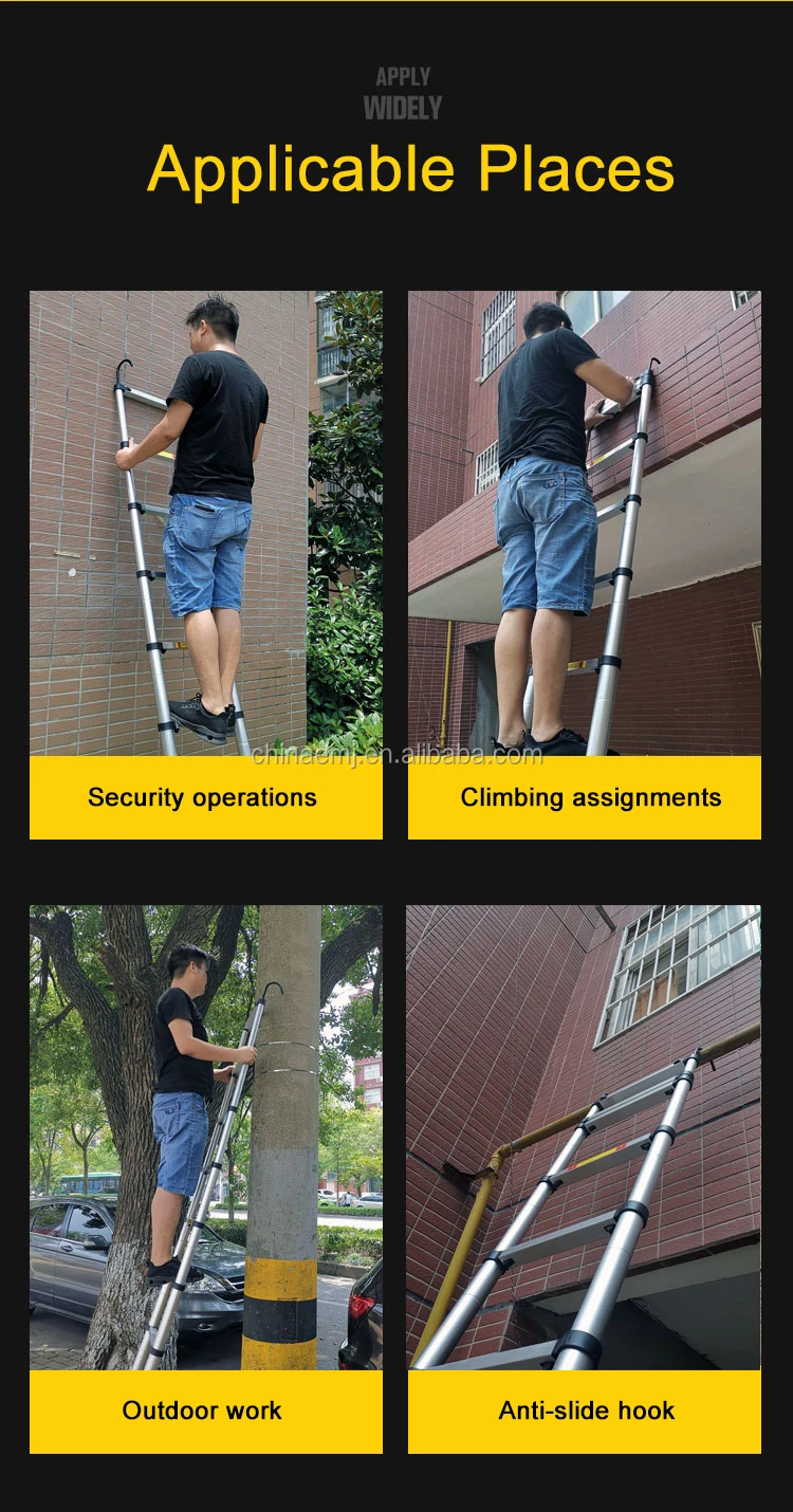 Hook Ladder Telescopic One Time Folding Aluminum Ladder With Hook