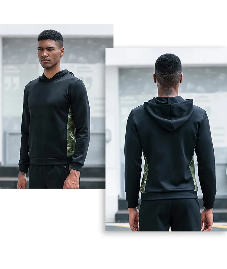 oem定制标志涤纶透气运动服锻炼跑步训练套装套头健身健身男士套头