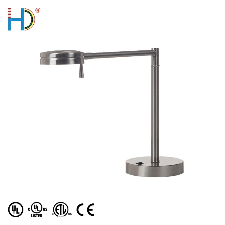 Wholesale Price Vented Metal Shade Brushed Nickel Finish Table Lamp For Bedroom