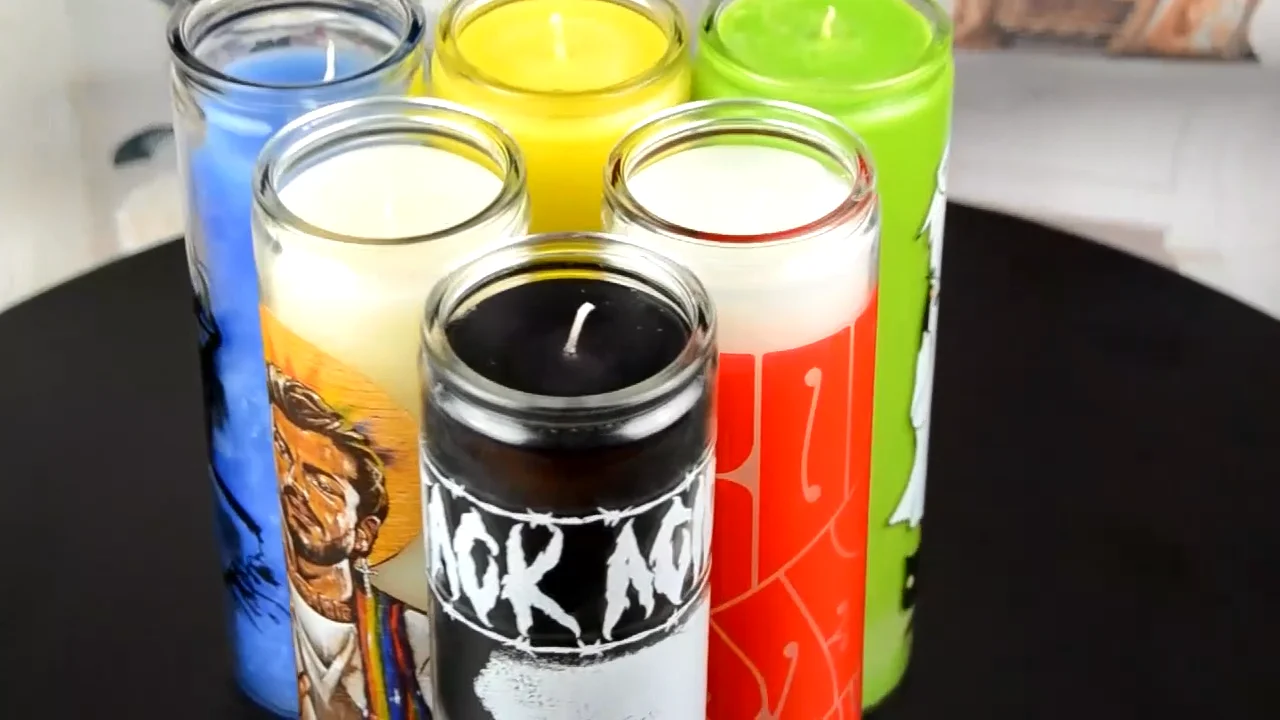 Indio Silkscreen 2 Color 7 Day Glass Religious Memorial Candles