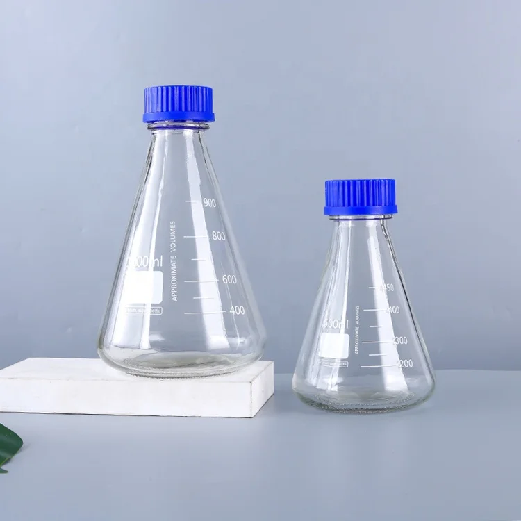 1000ml Laboratory Glass Conical Flask Reagent Bottle With Blue Screw