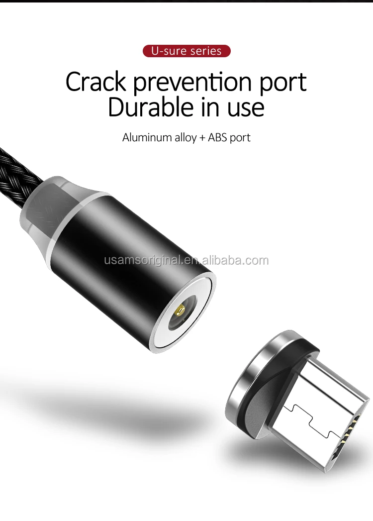 USAMS SJ294 Factory Price Nylon 2.1A Fast Charge Magnetic USB Data Cable for Android - ANKUX.COM