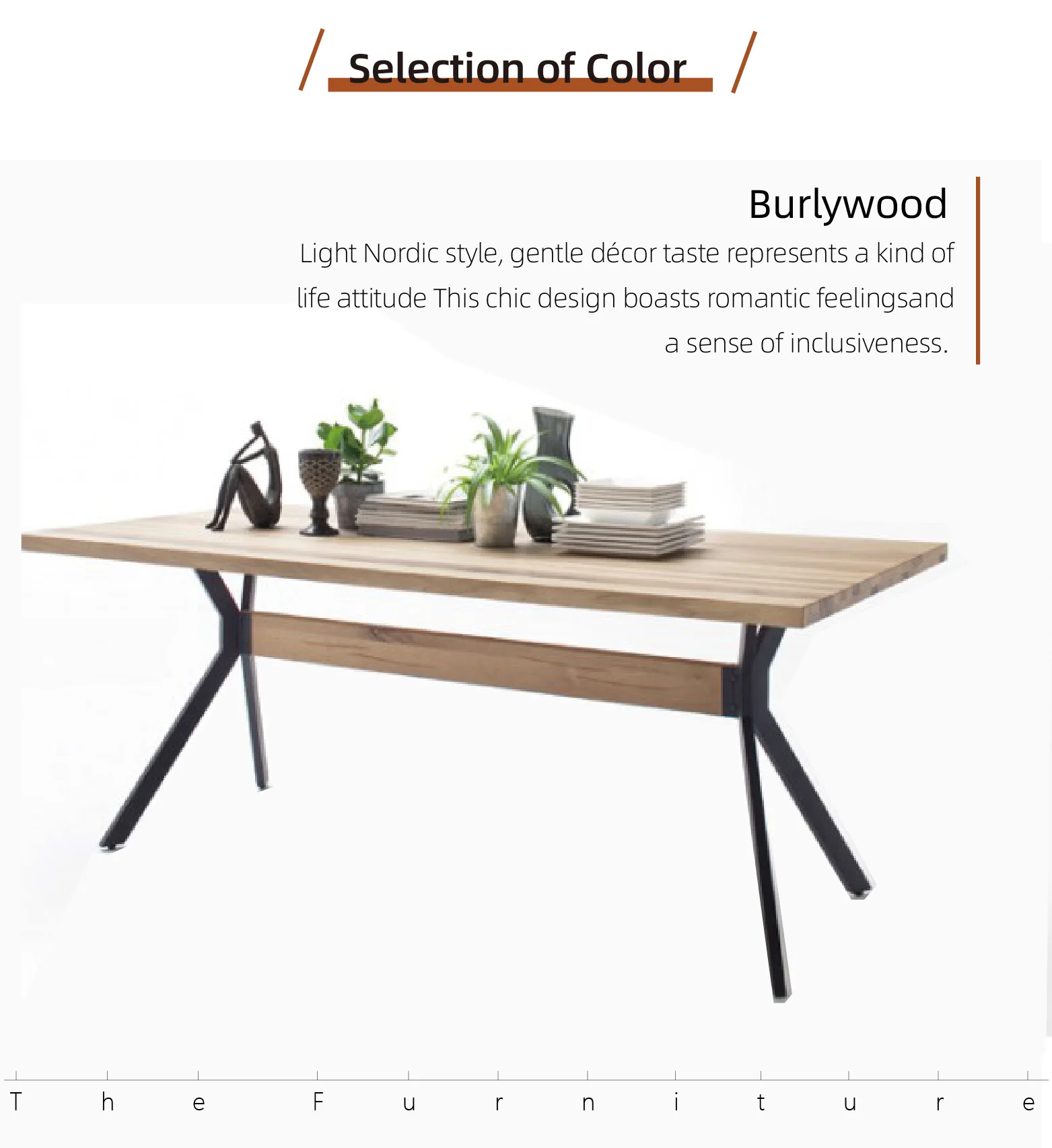 Luxury Furniture Dining Room Table Wood Modern Black Metal Legs Buy