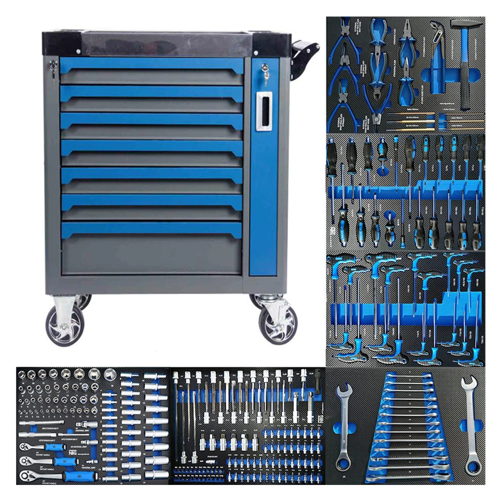 258 Pcs Heavy Duty Stainless Steel Tool Set with 7 Drawers