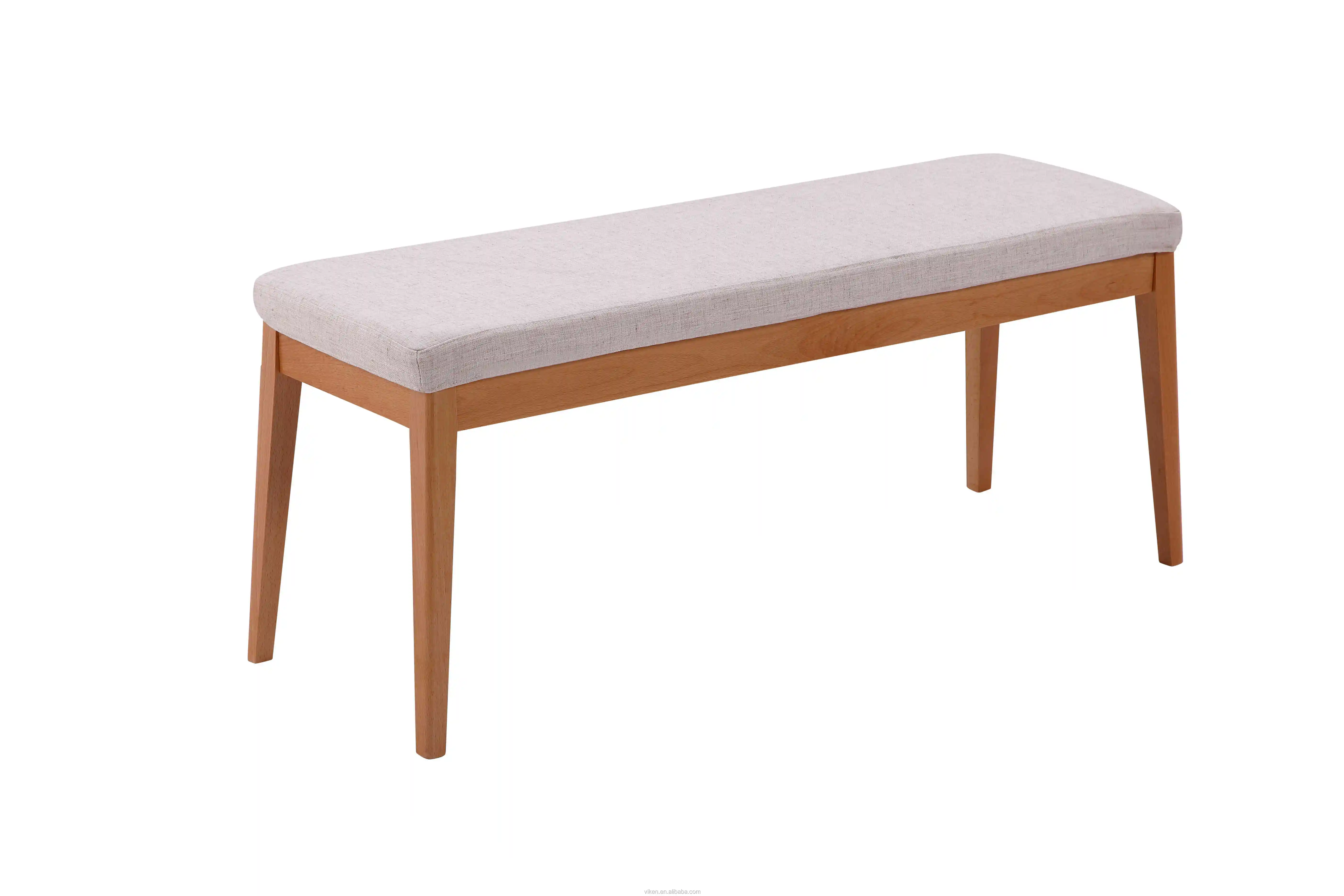 Modern Design Wood Benches For Dining Room Fabric Pu Covered Long Solid