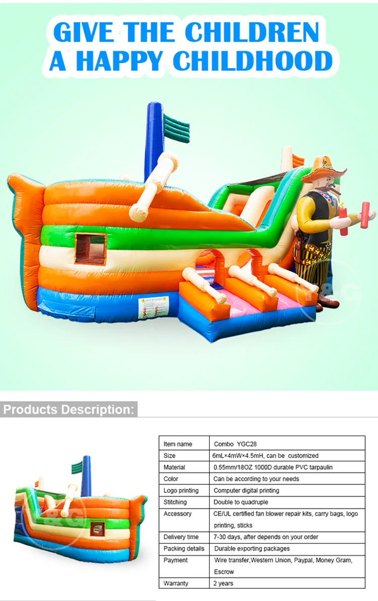 Y&g Pirate Ship Bouncy Castle| High Quality Inflatable Pirate Ship ...