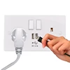 UK Wall Socket 2G 16A AC100-250V 146MM Fireproof Switch Socket with 2 USB Ports