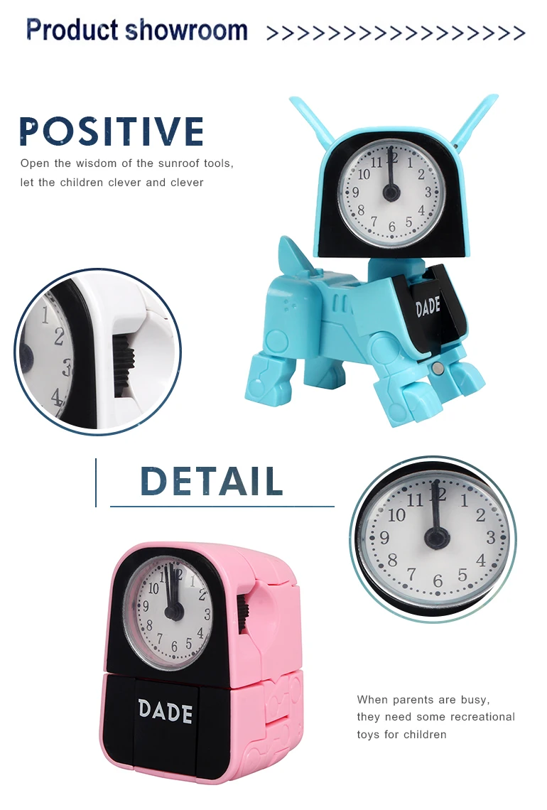 Chengji colorful intelligent children plastic manual deformed puppy electronic digital small alarm clock for kids