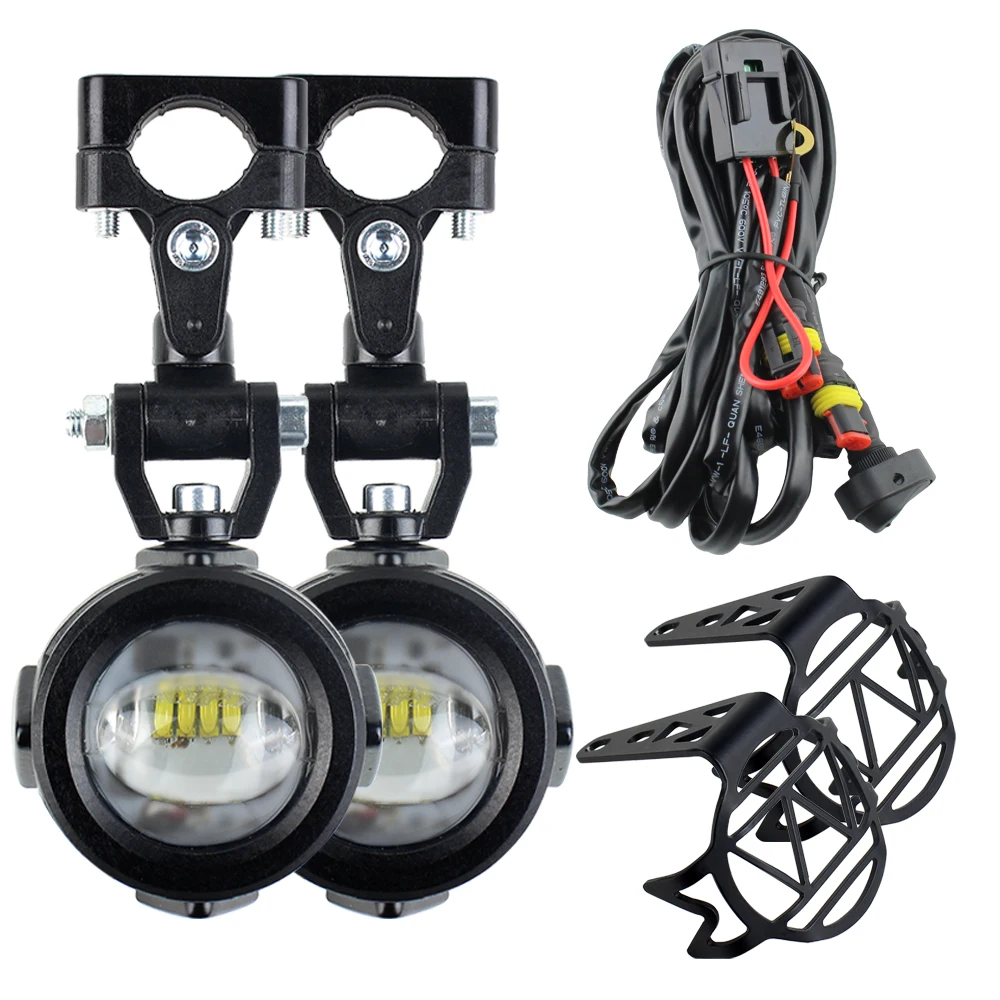 WUKMA 40W LED Auxiliary Light 6000K with Protect Guard Bumper LED Driving Fog Passing Lamp for BMW R1200GS F800GS Motorcycle