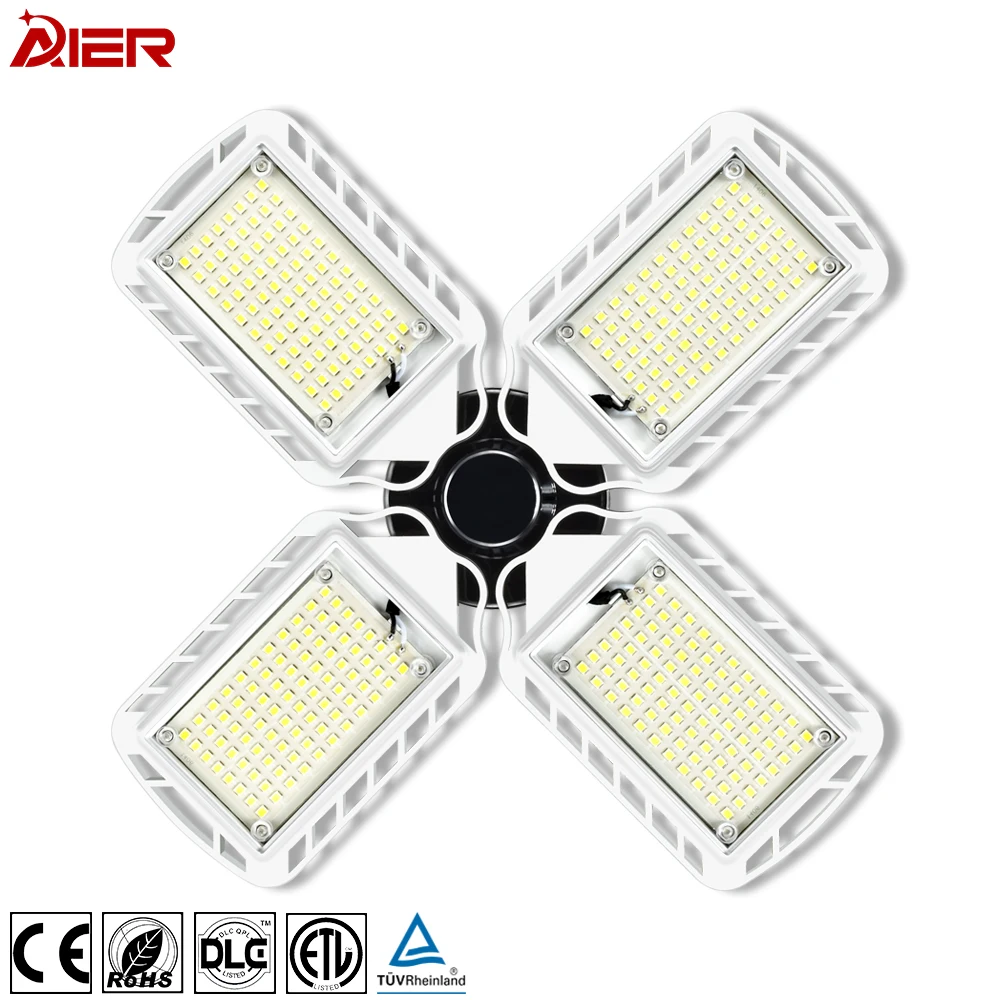 Manufacturer New Upgrade Super Bright Four Leaf Garage Light Deformable E26 E27 60W 6000LM 6500K Led Bulb