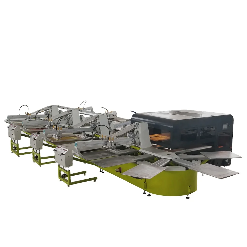 
good quality 6 color screen heads with 30 pallets+digital printing machine with 4 nozzles or 8 nozzles for sale 