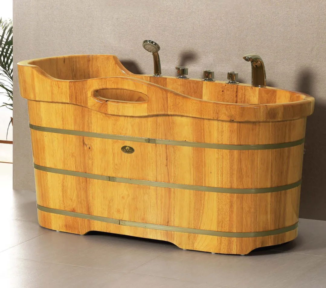 Freestanding Wooden Bathtub Paint Color Wooden Bathtub Soaking Wooden