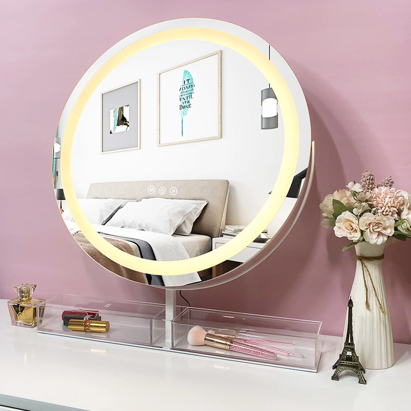 LED Light Strip Hollywood Vanity Mirror Round Dressing Table Mirror