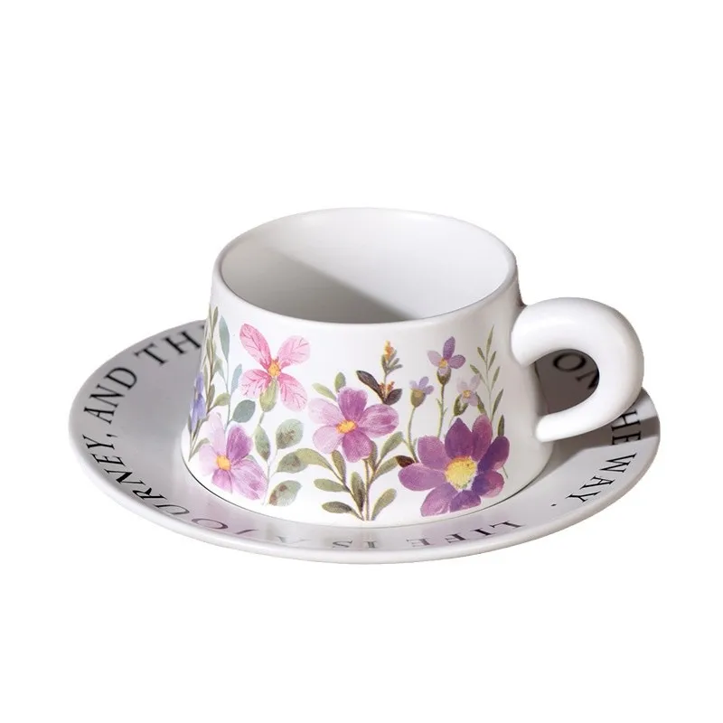 product custom exquisite durable tea cuo high end vintage floral cup saucer french retro style ceramic afternoon tea cup-8