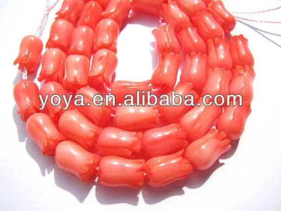 Orange bamboo coral oval rice beads,coral Barrel Drum beads.jpg