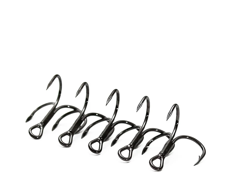 High Carbon Steel Treble Hooks Bulk 3x Overturned Hook Fishing Triple