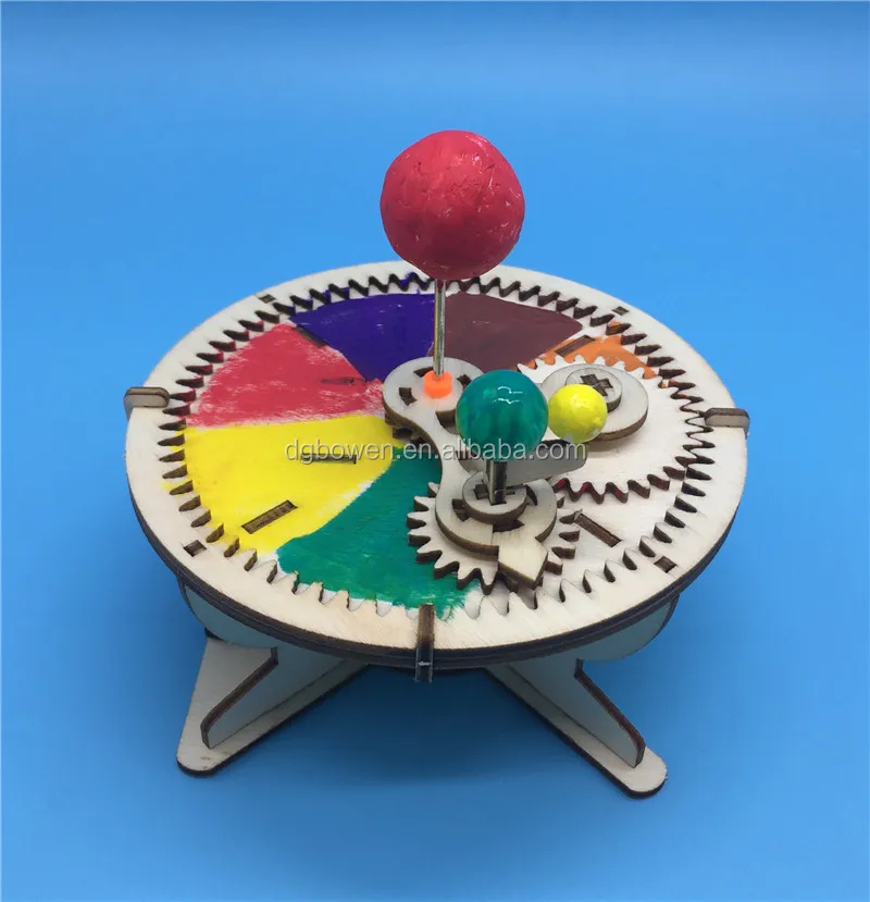 perfk DIY Science Toy Technology Puzzles Modelo Orbital Kits Sol-Tierra-Luna Herramienta de Enseñanza DIY Sol Luna Estrella 13x21x1cm 